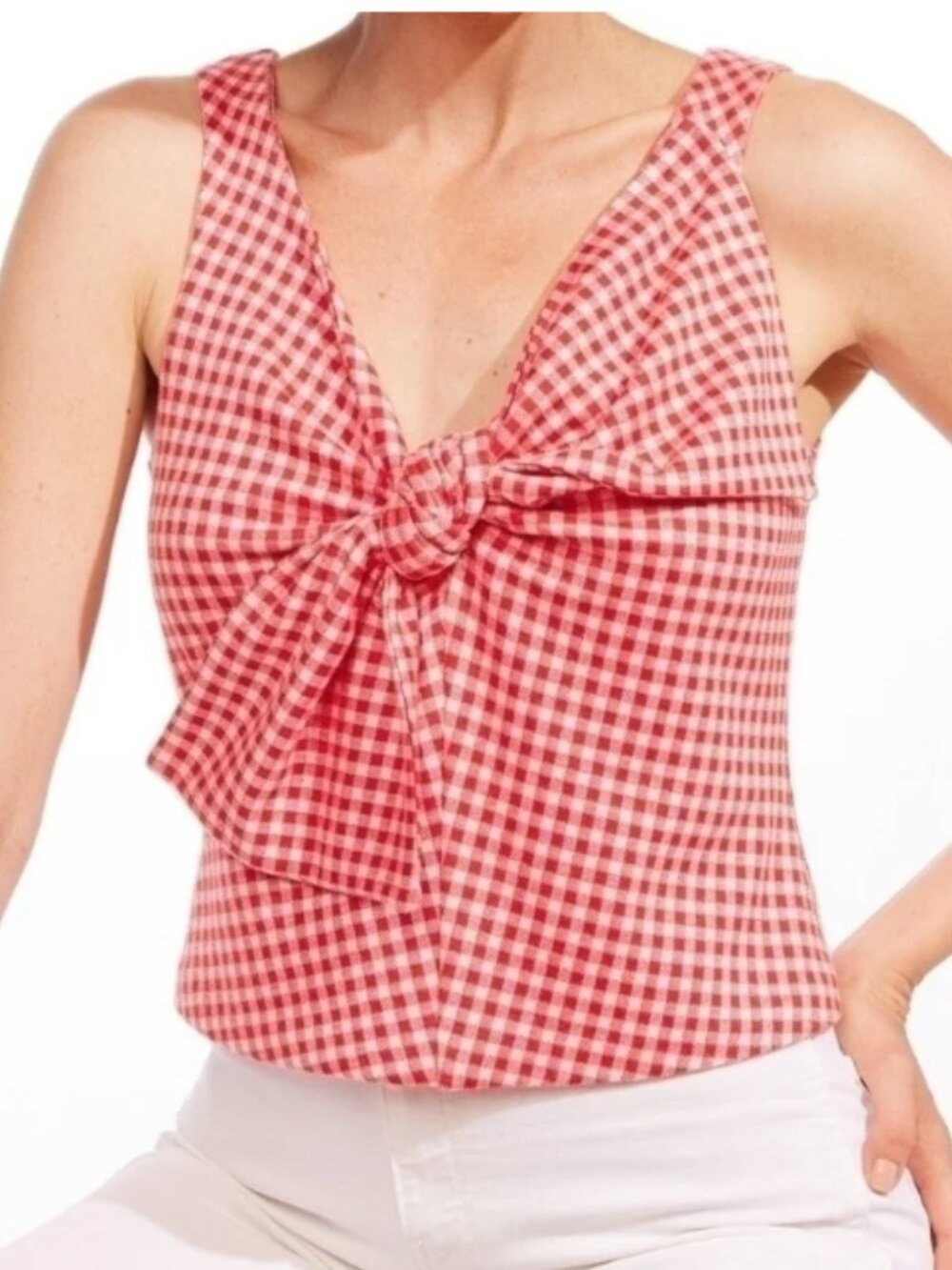 Eva Franco Red & White Gingham Bow Tank Top – Anthropologie | Size Medium | Stre